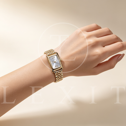 Lumiere Rectangular Two-Tone Watch with Crystal Accents