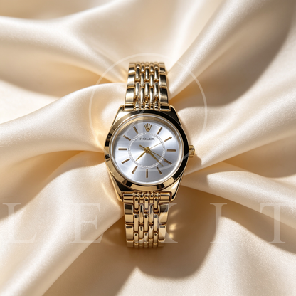 Classic Empress Gold Round Watch with Medallion Dial