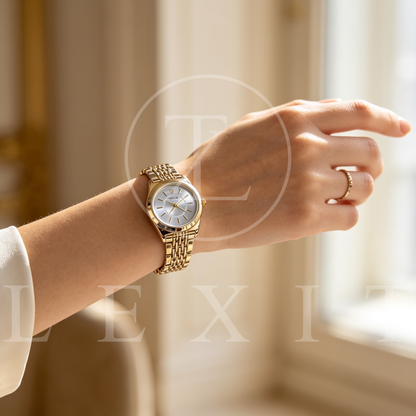 Classic Empress Gold Round Watch with Medallion Dial