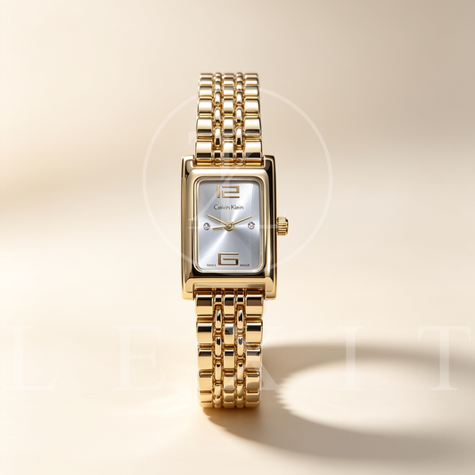 Lumiere Rectangular Two-Tone Watch with Crystal Accents