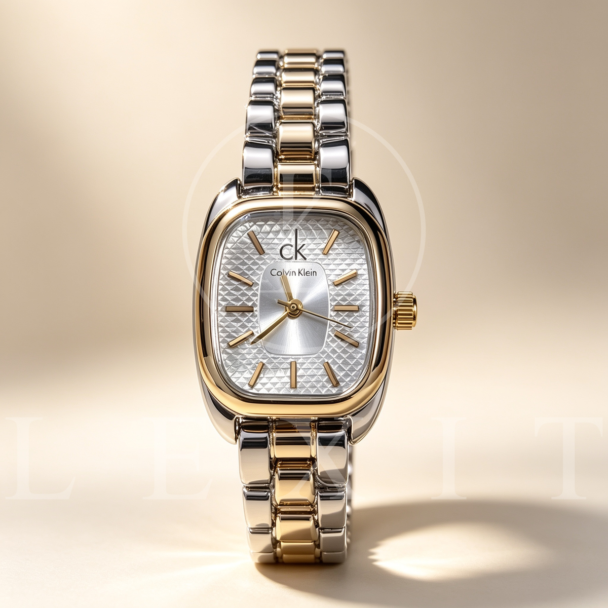 Lexit Cushion Two-Tone Watch with Textured Dial