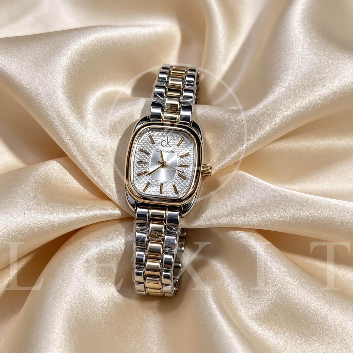Lexit Cushion Two-Tone Watch with Textured Dial