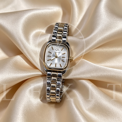Lexit Cushion Two-Tone Watch with Textured Dial