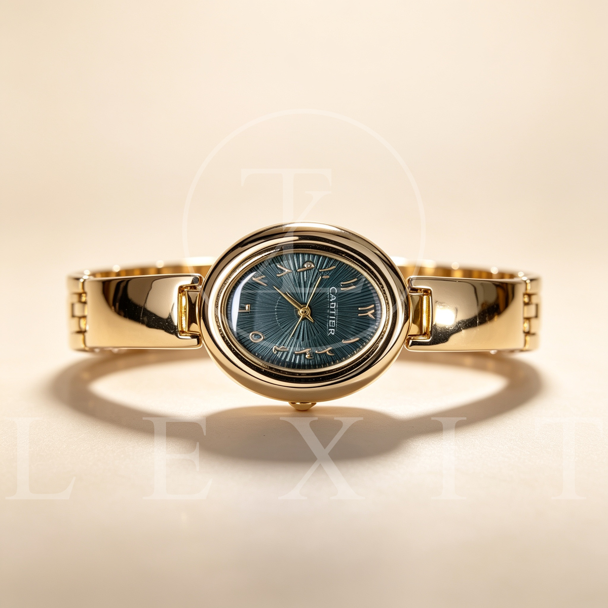 Lexit Oval Golden Bangle Watch with Arabic Dial