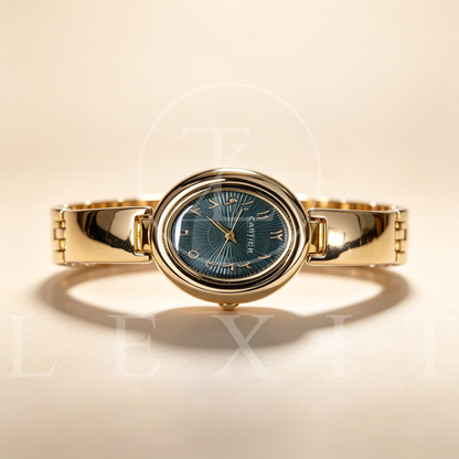 Lexit Oval Golden Bangle Watch with Arabic Dial
