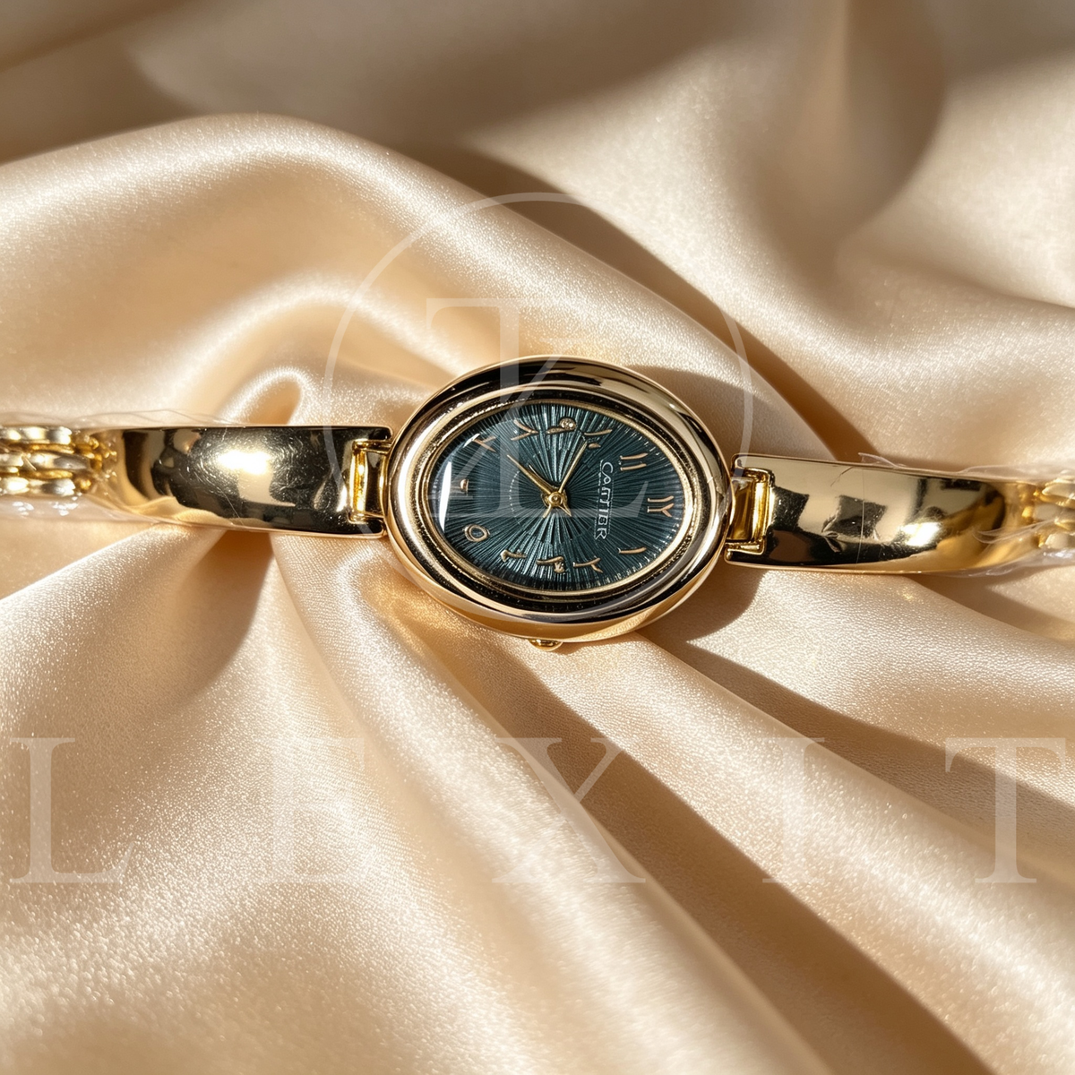 Lexit Oval Golden Bangle Watch with Arabic Dial