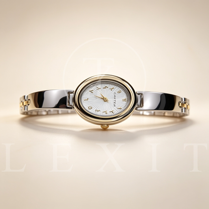 Lexit Oval Golden Two-Tone Watch with Arabic Dial