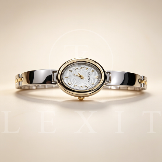Lexit Oval Golden Two-Tone Watch with Arabic Dial