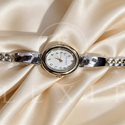 Lexit Oval Golden Two-Tone Watch with Arabic Dial
