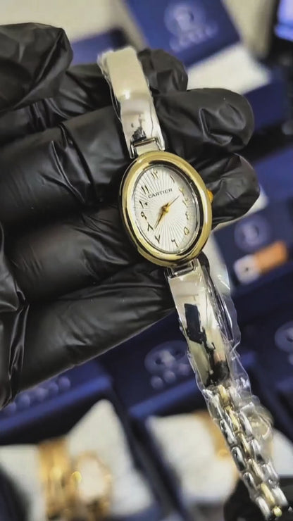Lexit Oval Golden Two-Tone Watch with Arabic Dial