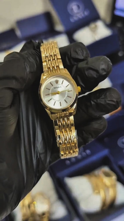 Classic Empress Gold Round Watch with Medallion Dial