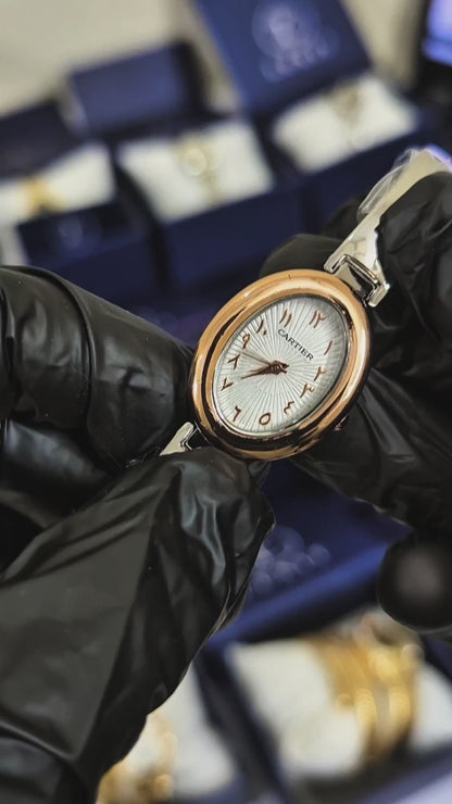Lexit Oval Rose Gold Two-Tone Watch with Arabic Dial