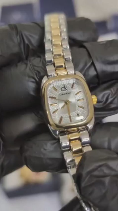 Lexit Cushion Two-Tone Watch with Textured Dial