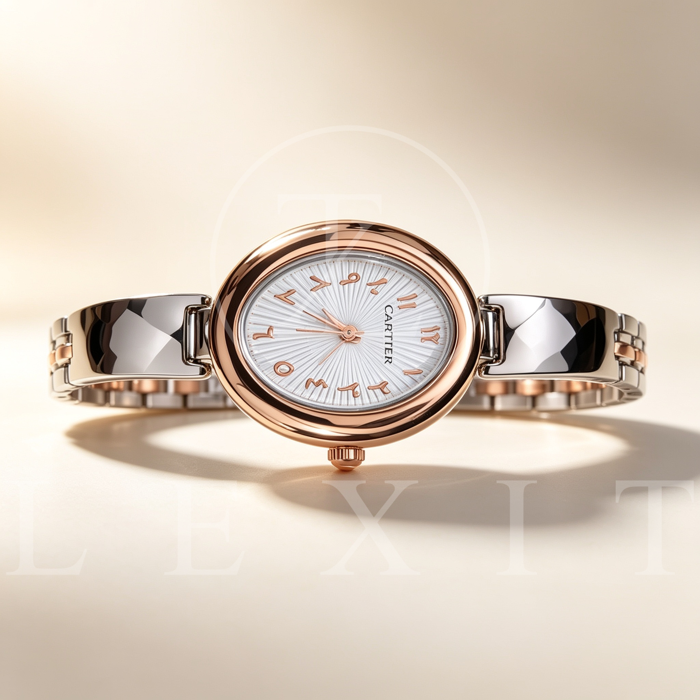 Lexit Oval Rose Gold Two-Tone Watch with Arabic Dial