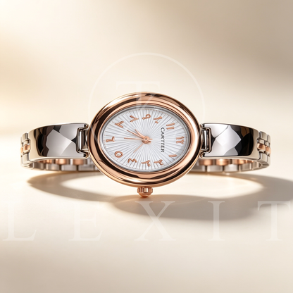 Lexit Oval Rose Gold Two-Tone Watch with Arabic Dial