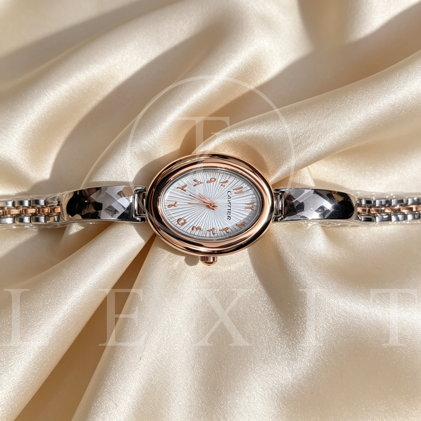 Lexit Oval Rose Gold Two-Tone Watch with Arabic Dial